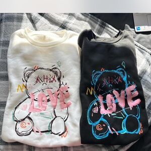 SHEIN Black and White Love Bear Sweaters